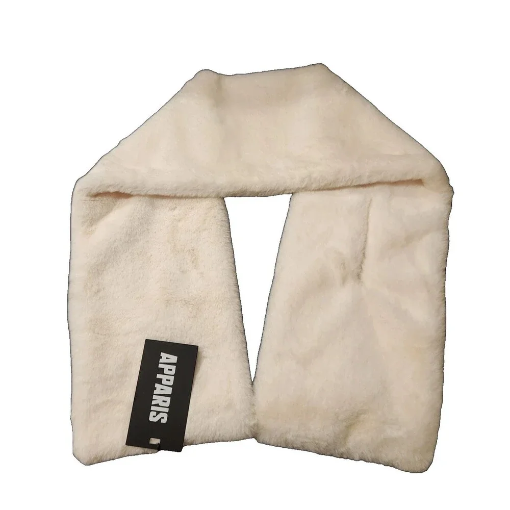 Apparis Bambi Faux Fur Scarf – Ivory, Pull-Through Vegan Wrap, 44